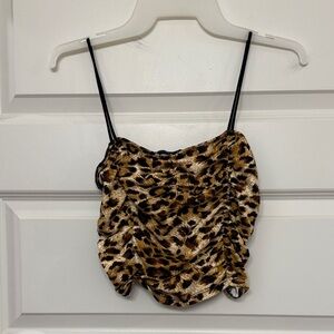 Leopard Print Ruched Cami Top